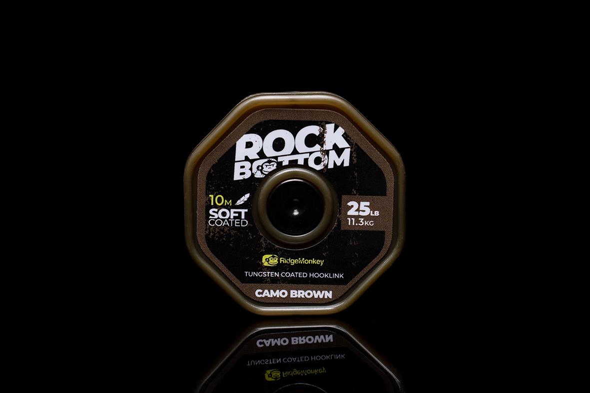 RidgeMonkey RM-Tec Rock Bottom Tungsten Coated Hooklink - Soft Coated Camo Green