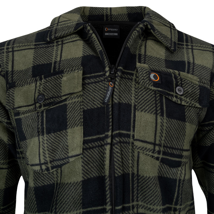 Speero Sherpa Fleece Lined Shirt Green