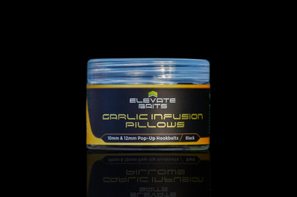 Elevate Baits Garlic Infusion Pillows 10mm & 12mm Pop Up Hookbaits Black