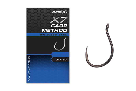 Matrix X7 Carp Method Hook - Eyed Barbless