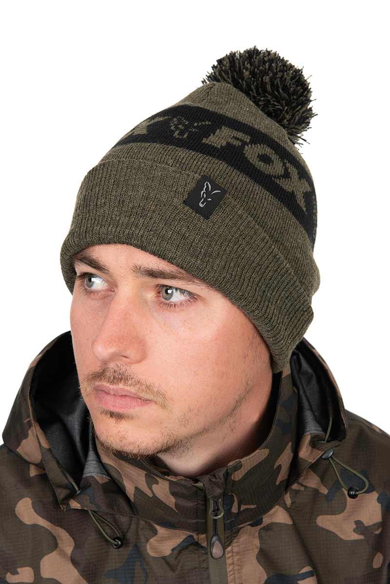 Fox Collection Bobble Hat Green & Black