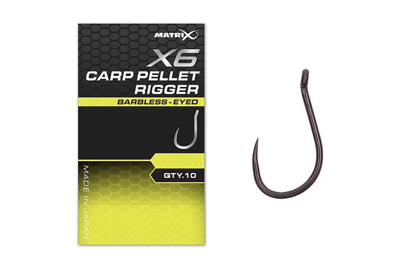 Matrix X6 Carp Pellet Rigger Hook - Eyed Barbless