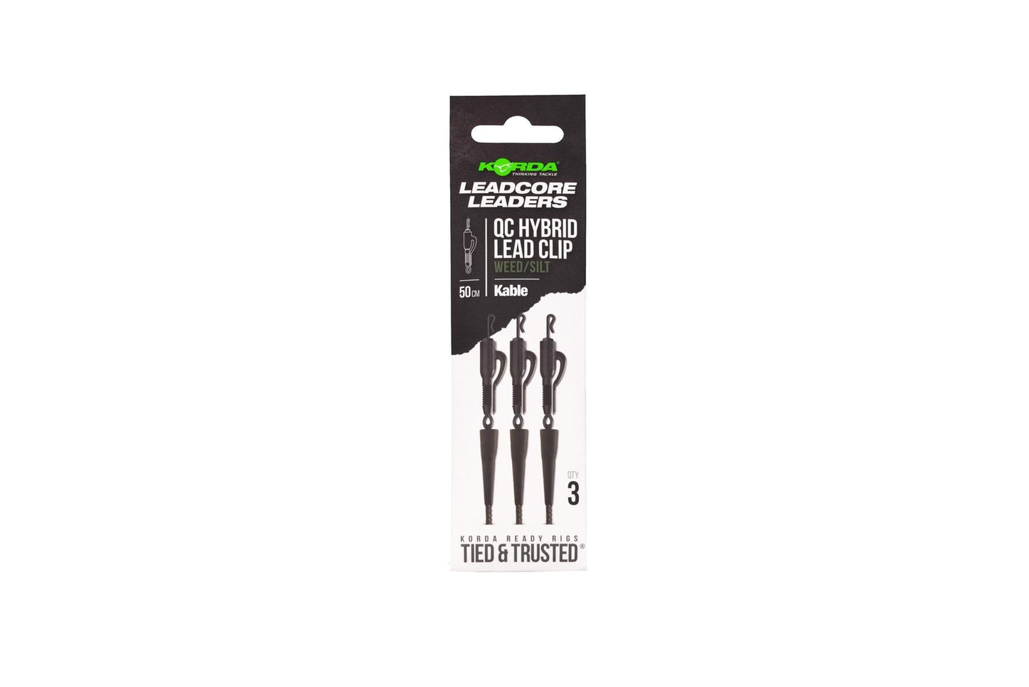 Korda Kable Leadcore Leader Hybrid Lead Clip QC Swivel 50cm