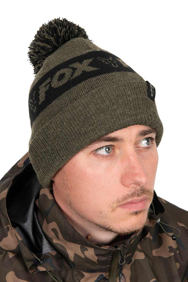 Fox Collection Bobble Hat Green & Black