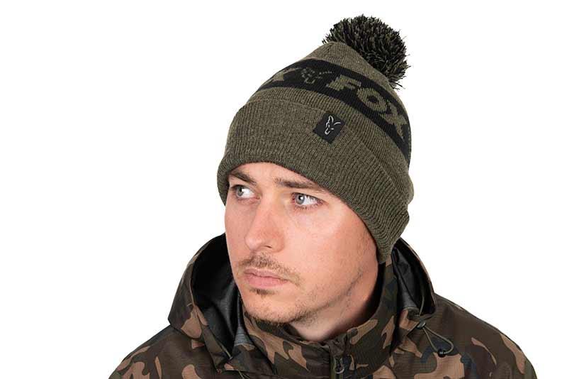 Fox Collection Bobble Hat Green & Black