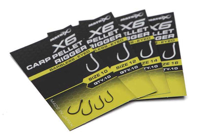 Matrix X6 Carp Pellet Rigger Hook - Eyed Barbless