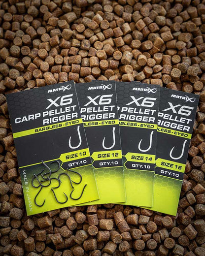 Matrix X6 Carp Pellet Rigger Hook - Eyed Barbless