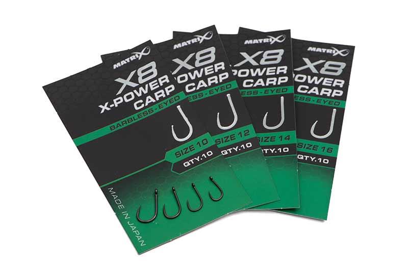 Matrix X8 X-Power Carp Hook - Eyed Barbless