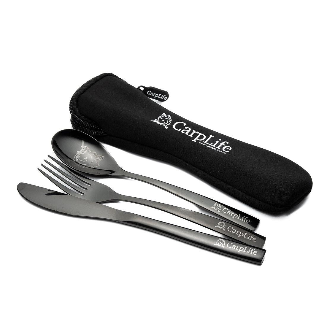 CarpLife Black Etched Cutlery Set – Anglers Corner