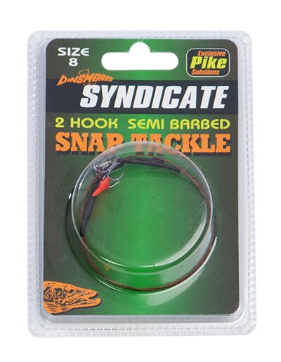 Dinsmores Syndicate Pike 2 Hook Size 8 Semi Barbed Snap Tackle